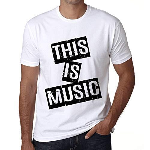 Ultrabasic - Homme T-Shirt Graphique This is Music T-Shirt Cadeau Lettre d'impression Blanc
