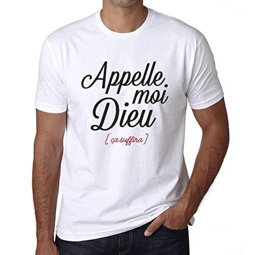 Homme T-Shirt Graphique Imprimé Vintage Tee Appelle Moi Dieu Blanc