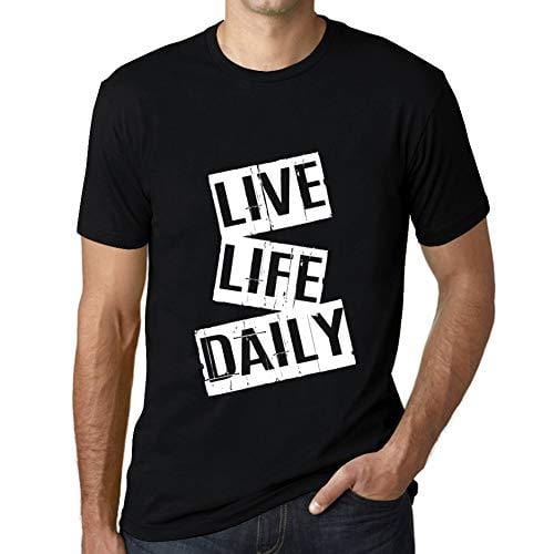 Ultrabasic - Homme T-Shirt Graphique Live Life Daily T-Shirt Cadeau Lettre d'impression Noir Profond