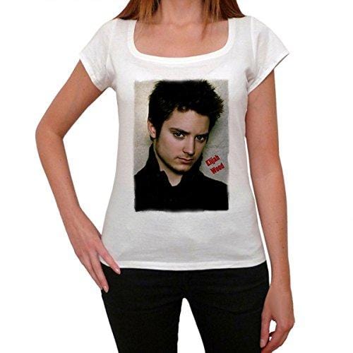 Elijah Wood, Tee Shirt Femme, Imprimé Célébrité,Blanc