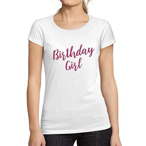 Ultrabasic - Tee-Shirt Femme col Rond Décolleté Cute Birthday Girl Party Blanc