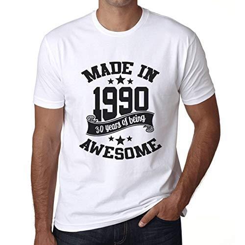 Ultrabasic - Homme T-Shirt Graphique Made in 1990 Idée Cadeau T-Shirt pour Le 30e Anniversaire Blanc
