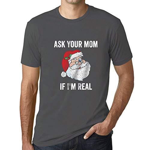 Ultrabasic - Homme T-Shirt Graphique Funny Santa Christmas T-Shirt Xmas Gift Ideas Gris Souris
