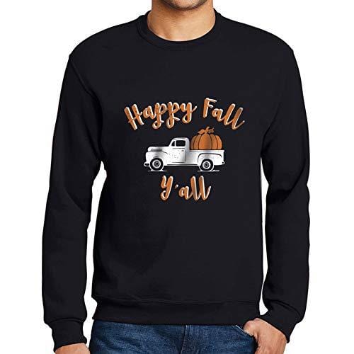 Ultrabasic - Homme Imprimé Graphique Sweat-Shirt Happy Fall Y'all Pumpkin Truck Noir Profond