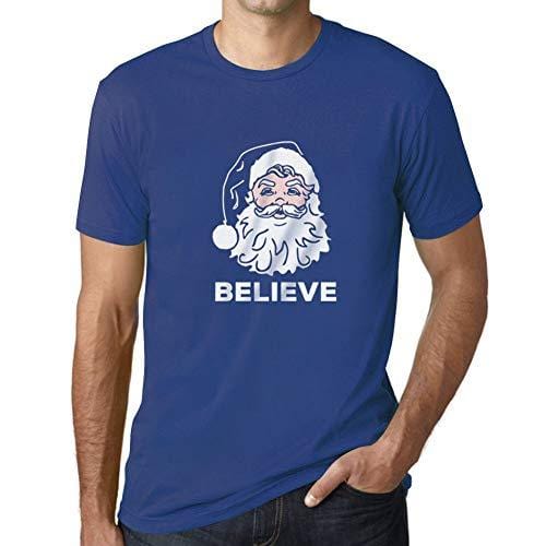 Ultrabasic - Homme T-Shirt Graphique Believe in Santa Claus Imprimé Lettres Noël Cadeau Royal