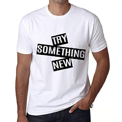 Ultrabasic - Homme T-Shirt Graphique Try Something New T-Shirt Cadeau Lettre d'impression Blanc