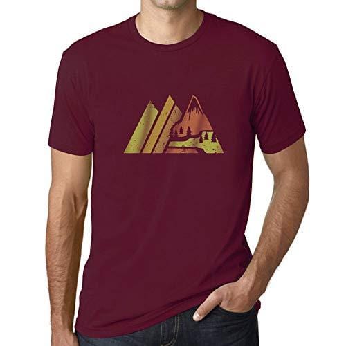 Ultrabasic - Homme Graphique Montagne Rétro Écran Impression de Lettre Tee Shirt Cadeau Bordeaux