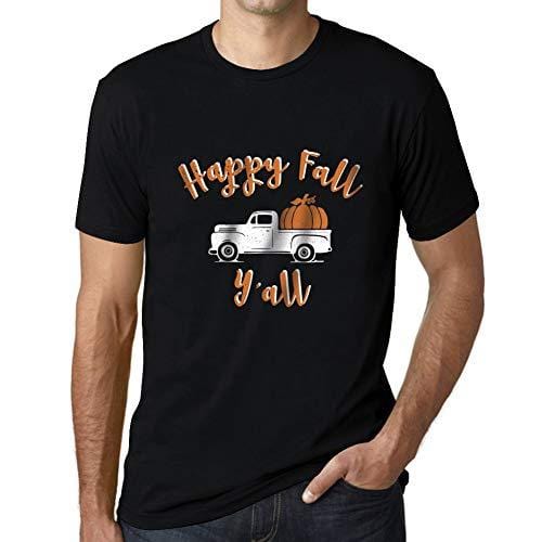 Ultrabasic - Homme T-Shirt Graphique Happy Fall Y'all Pumpkin Truck Noir Profond
