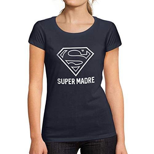 Ultrabasic - Tee-Shirt Femme Manches Courtes Super Madre T-Shirt Cadeau Idées Tee French Marine