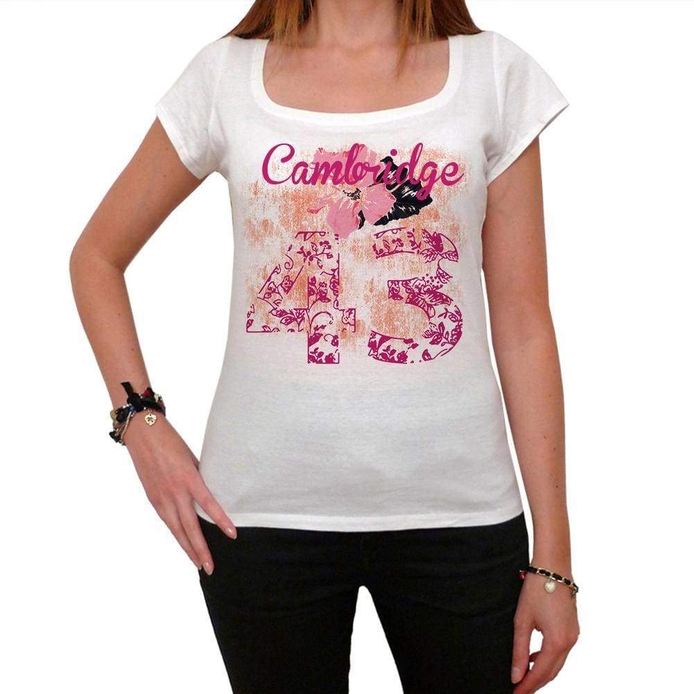 43 Cambridge City With Number Womens Short Sleeve Round White T-Shirt 00008 - White / Xs - Casual