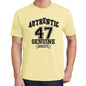 47 Authentic Genuine Yellow Mens Short Sleeve Round Neck T-Shirt 00119 - Yellow / S - Casual