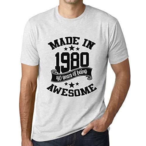 Ultrabasic - Homme T-Shirt Graphique Made in 1980 Idée Cadeau T-Shirt pour Le 40e Anniversaire Blanc Chiné