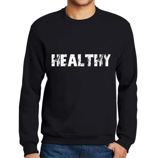Ultrabasic Homme Imprimé Graphique Sweat-Shirt Popular Words Healthy Noir Profond