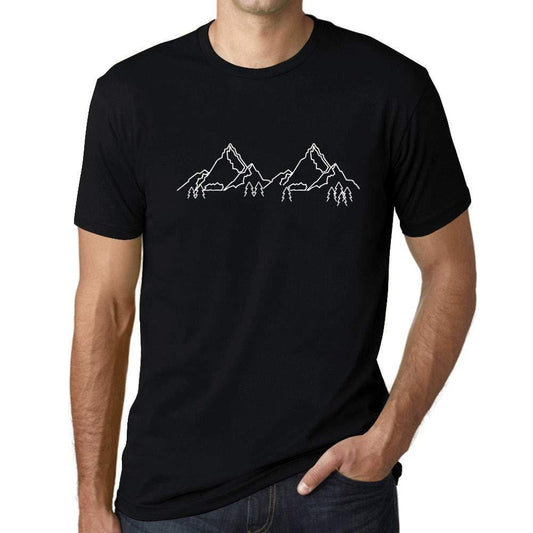 Ultrabasic - Homme Graphique Les Montagnes T-Shirt Imprimé Lettres Noir Profond