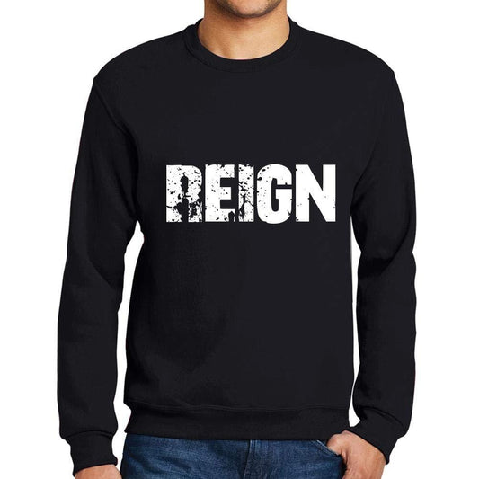 Ultrabasic Homme Imprimé Graphique Sweat-Shirt Popular Words Reign Noir Profond