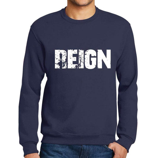 Ultrabasic Homme Imprimé Graphique Sweat-Shirt Popular Words Reign French Marine