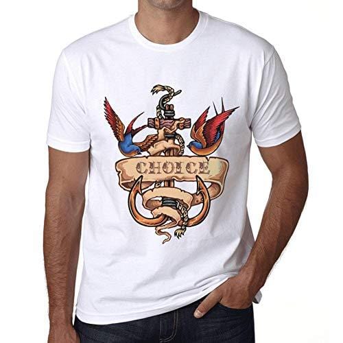 Ultrabasic - Homme T-Shirt Graphique Anchor Tattoo Choice Blanc