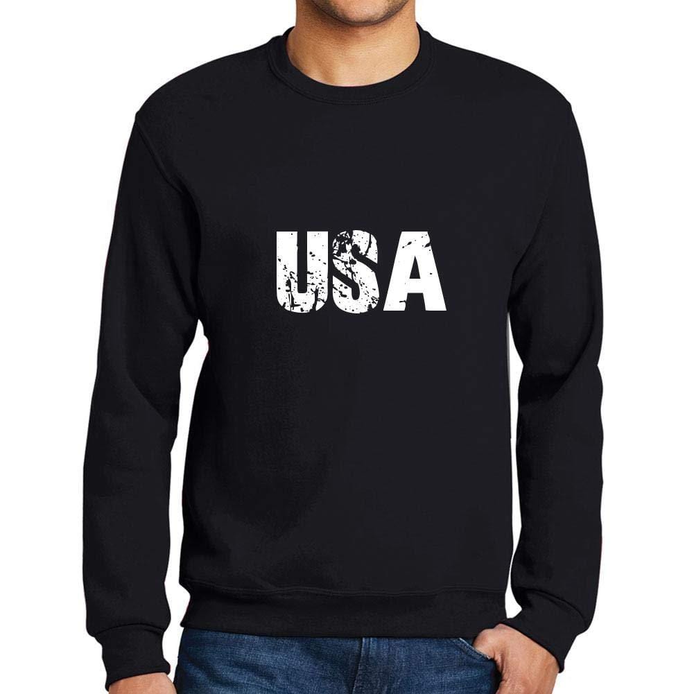 Ultrabasic Homme Imprimé Graphique Sweat-Shirt Popular Words USA Noir Profond