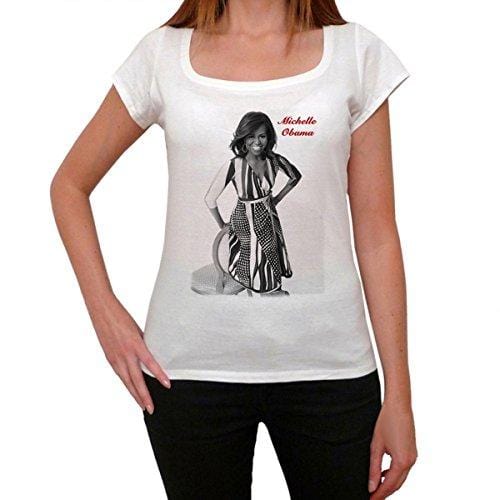 Michelle Obama, Tee Shirt Femme, imprimé célébrité,Blanc