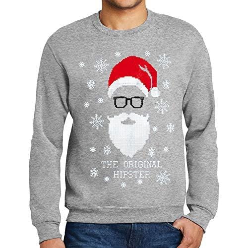 Ultrabasic - Homme Graphique The Original Hipster Sweatshirt Action de Grâces Xmas Cadeau Idées Tee Gris Chiné