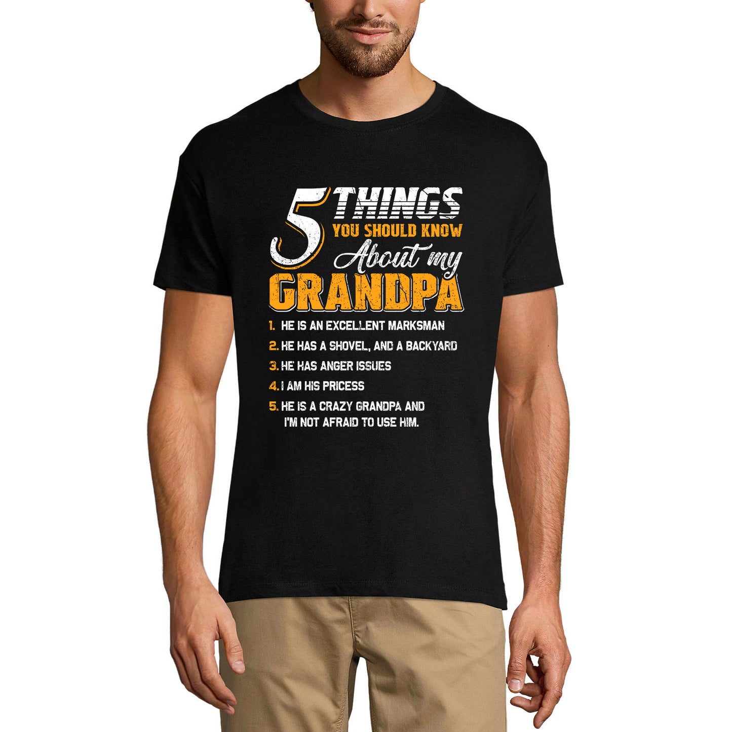 ULTRABASIC Men's Graphic T-Shirt 5 Things You Should Know About My Grandpa - Family Time