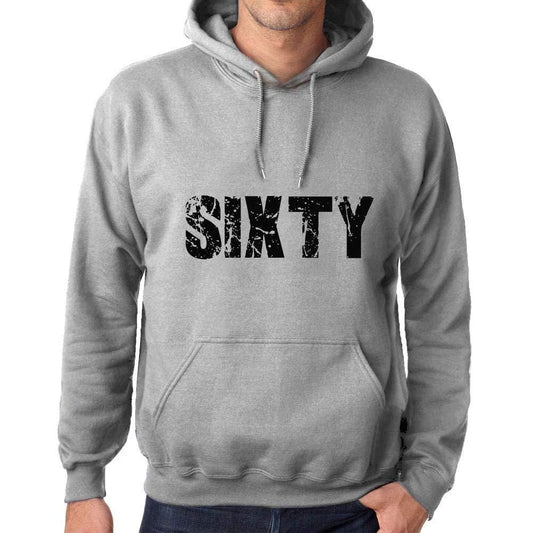 Ultrabasic Homme Femme Unisex Sweat à Capuche Hoodie Popular Words Sixty Gris Chiné