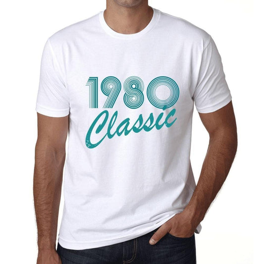 Ultrabasic - Homme T-Shirt Graphique Years Lines Classic 1980 Blanc