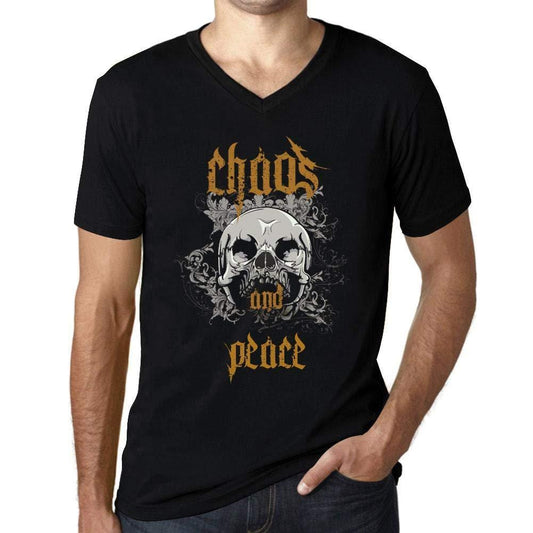Ultrabasic - Homme Graphique Col V Tee Shirt Chaos and Peace Noir Profond