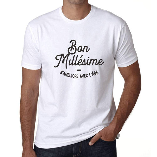 Ultrabasic - Homme Graphique Bon Millésime T-Shirt Noir Lettre Blanco