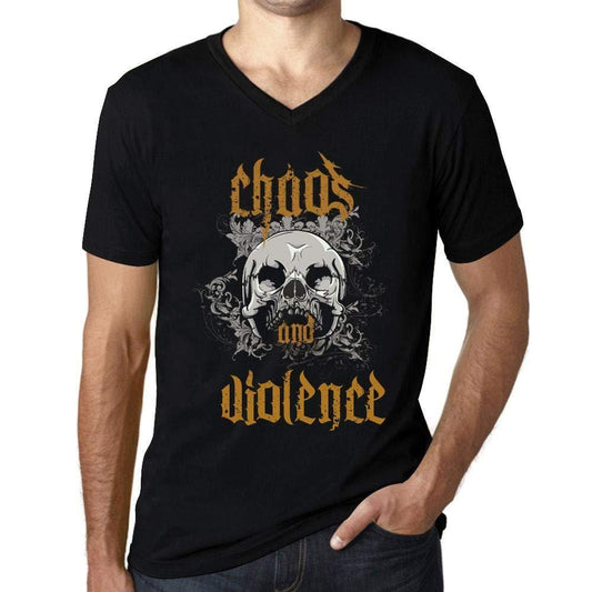 Ultrabasic - Homme Graphique Col V Tee Shirt Chaos and Violence Noir Profond