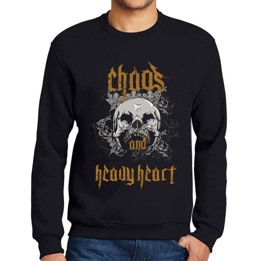 Ultrabasic - Homme Imprimé Graphique Sweat-Shirt Chaos and Heavy Heart Noir Profond