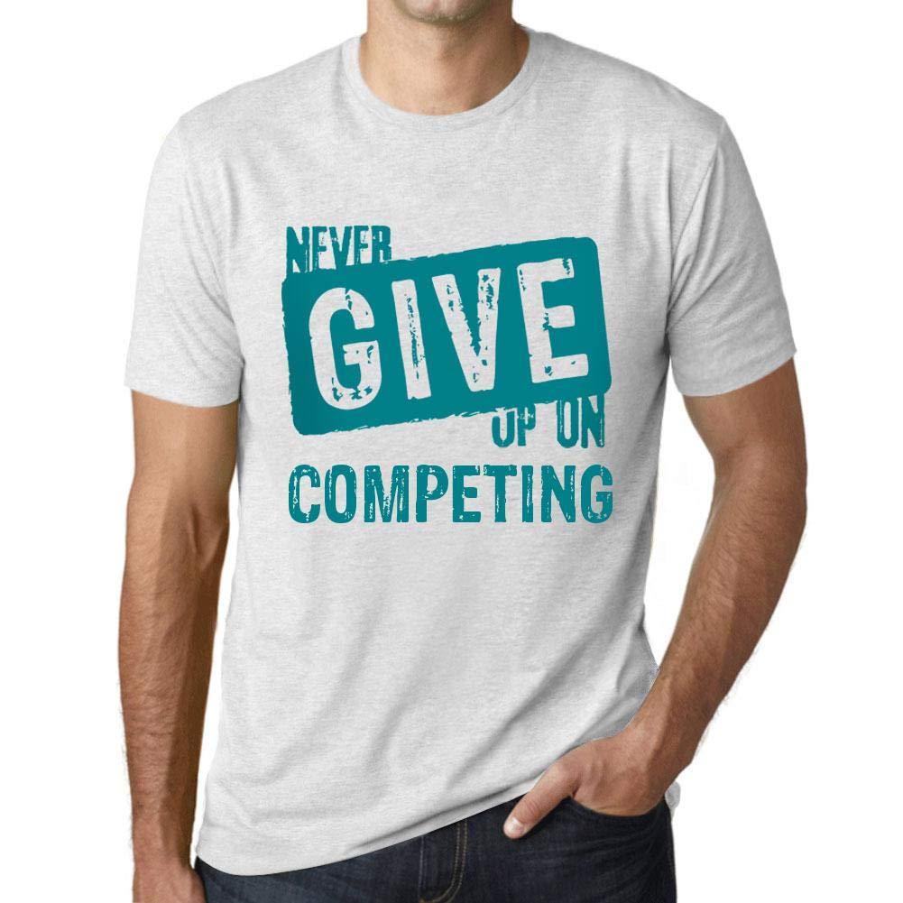 Ultrabasic Homme T-Shirt Graphique Never Give Up on COMPETING Blanc Chiné