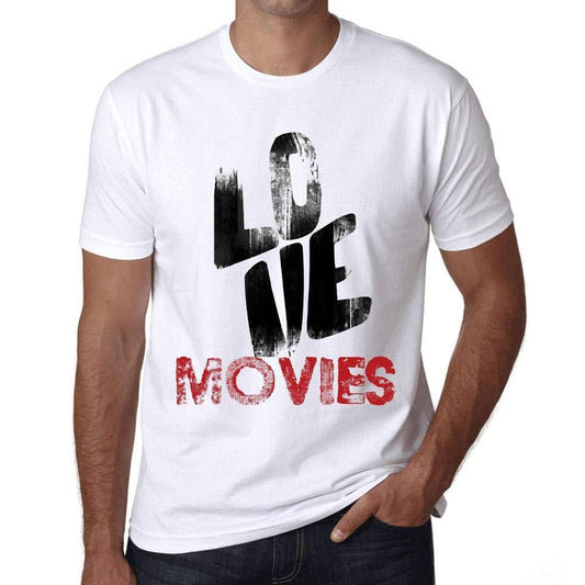 Ultrabasic - Homme T-Shirt Graphique Love Movies Blanc