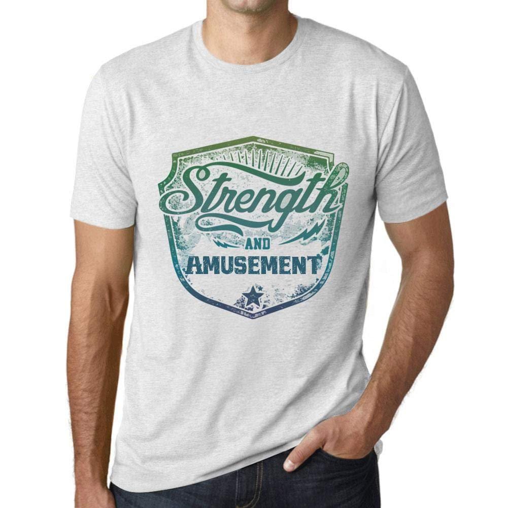 Homme T-Shirt Graphique Imprimé Vintage Tee Strength and Amusement Blanc Chiné