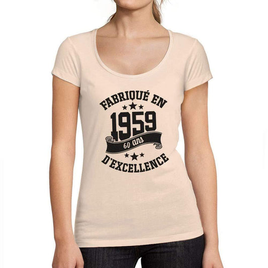 Ultrabasic - Tee-Shirt Femme col Rond Décolleté Fabriqué en 1959, 60 Ans d'être Génial T-Shirt Rose Crémeux