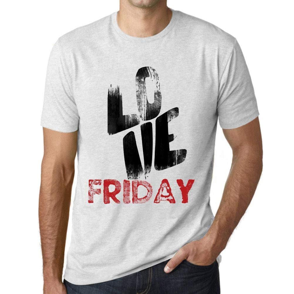 Ultrabasic - Homme T-Shirt Graphique Love Friday Blanc Chiné