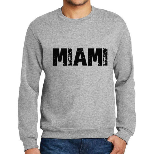 Ultrabasic Homme Imprimé Graphique Sweat-Shirt Popular Words Miami Gris Chiné