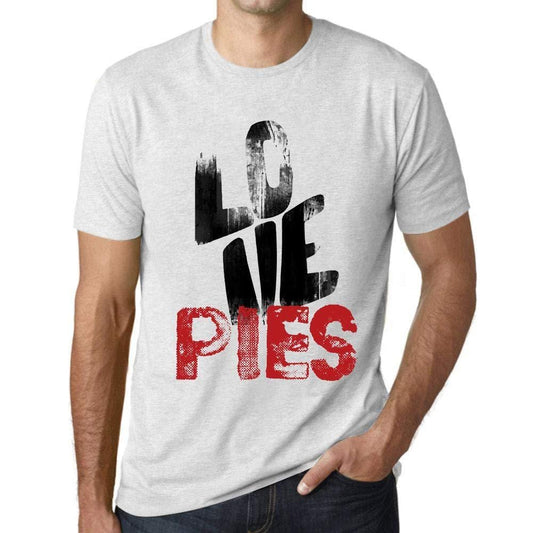 Ultrabasic - Homme T-Shirt Graphique Love PIES Blanc Chiné