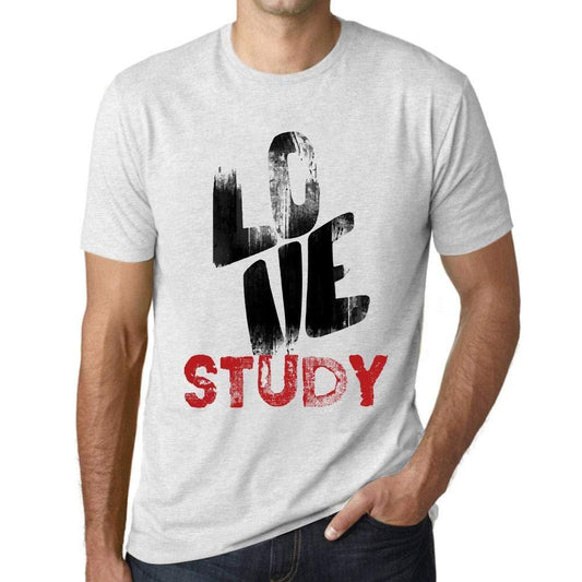 Ultrabasic - Homme T-Shirt Graphique Love Study Blanc Chiné