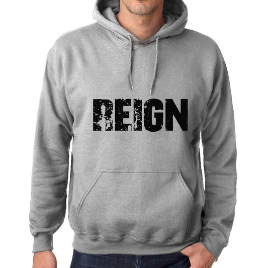 Ultrabasic Homme Femme Unisex Sweat à Capuche Hoodie Popular Words Reign Gris Chiné