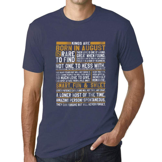 Ultrabasic - Homme T-Shirt Graphique Les Rois sont Nés en Août Imprimé T-Shirt Denim