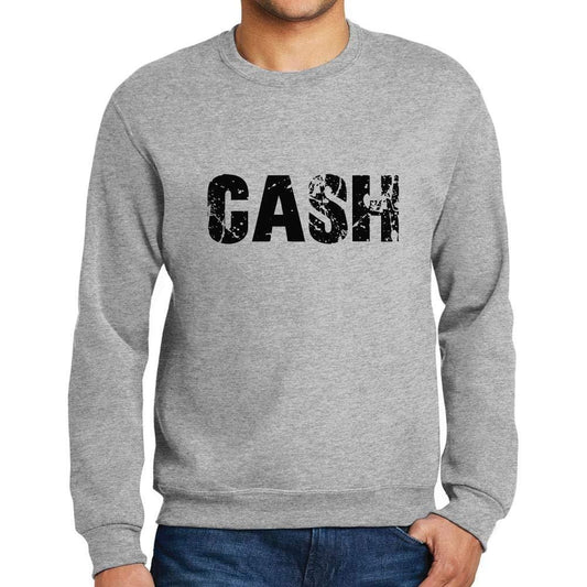 Ultrabasic Homme Imprimé Graphique Sweat-Shirt Popular Words Cash Gris Chiné