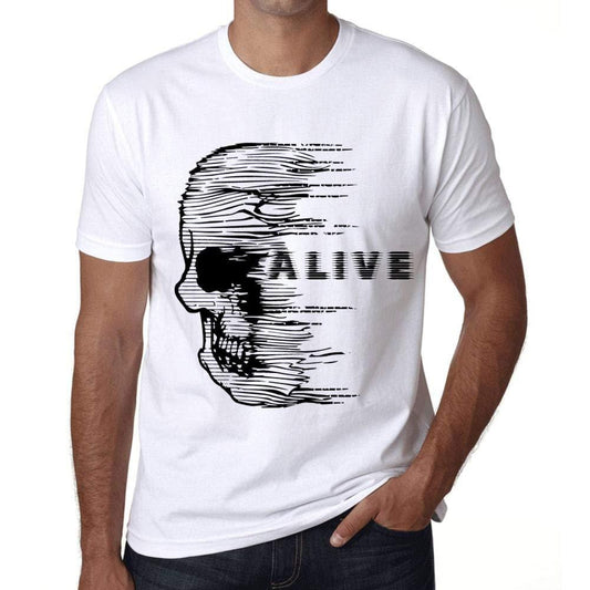 Homme T-Shirt Graphique Imprimé Vintage Tee Anxiety Skull Alive Blanc