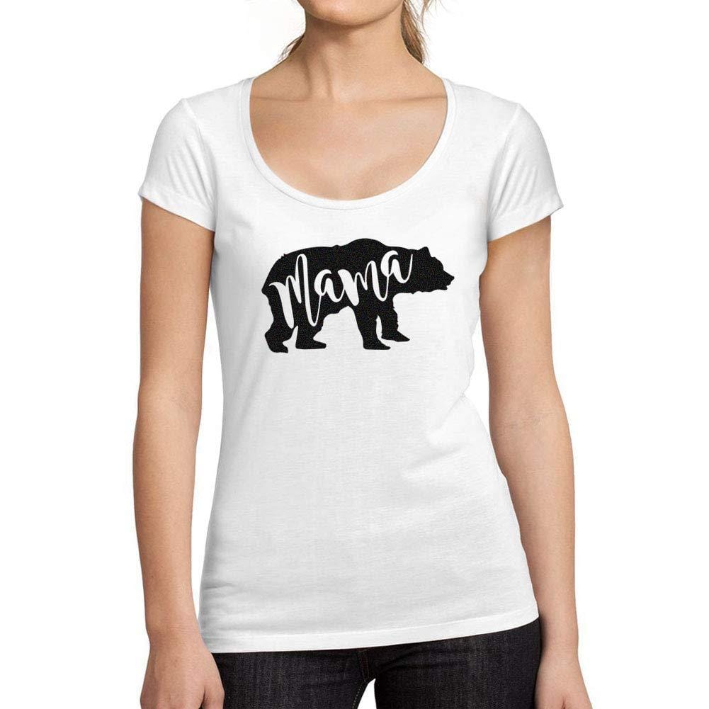 Tee-Shirt Femme col Rond Décolleté Mama Bear Blanc