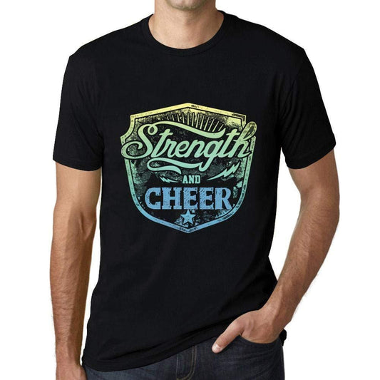Homme T-Shirt Graphique Imprimé Vintage Tee Strength and Cheer Noir Profond