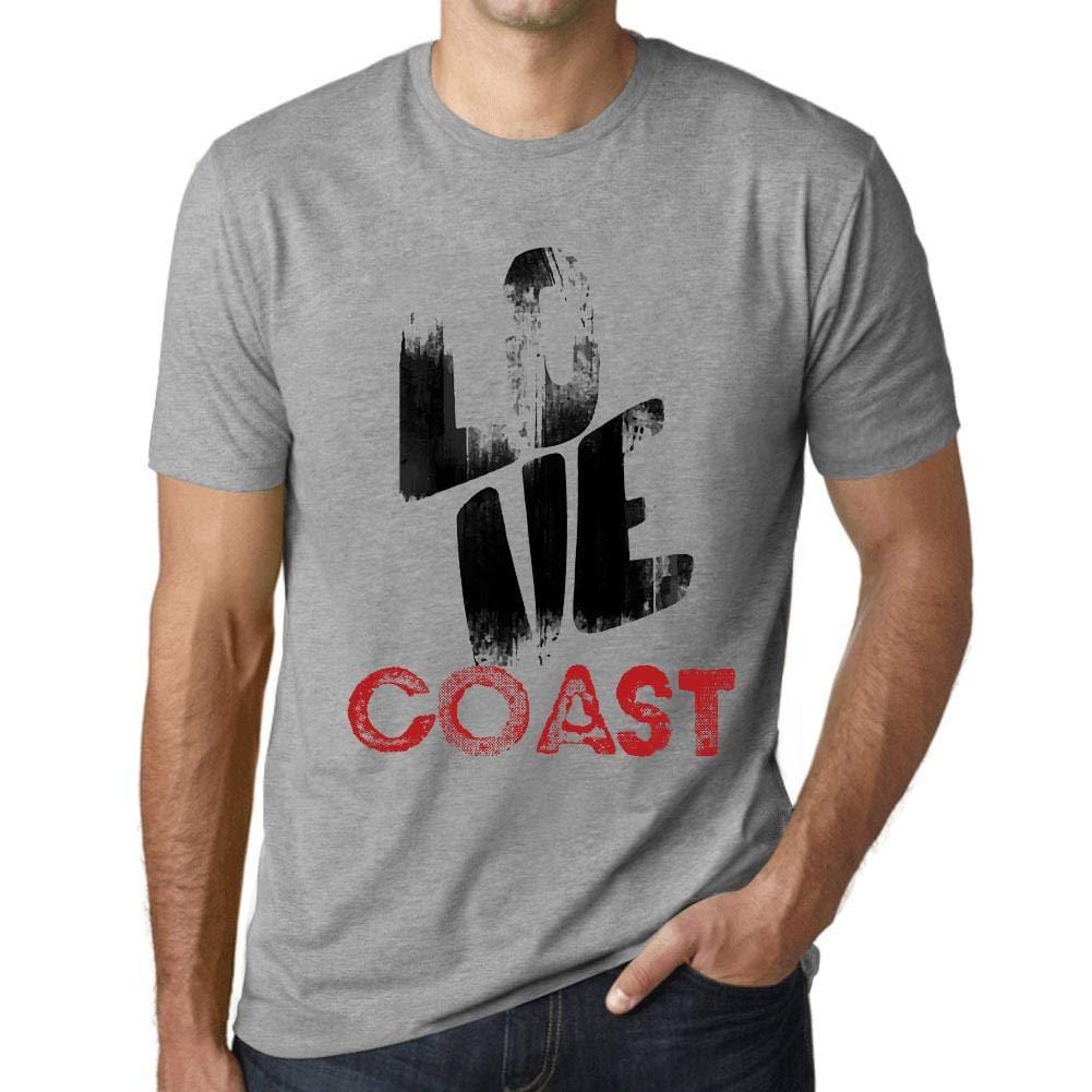 Ultrabasic - Homme T-Shirt Graphique Love Coast Gris Chiné