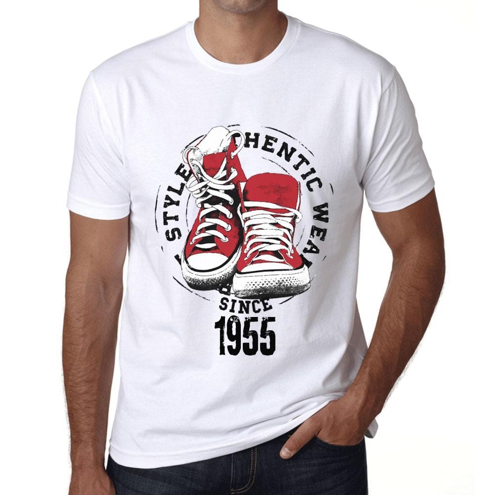 Men&rsquo;s Vintage Tee Shirt Graphic T shirt Authentic Style Since 1955 White - Ultrabasic