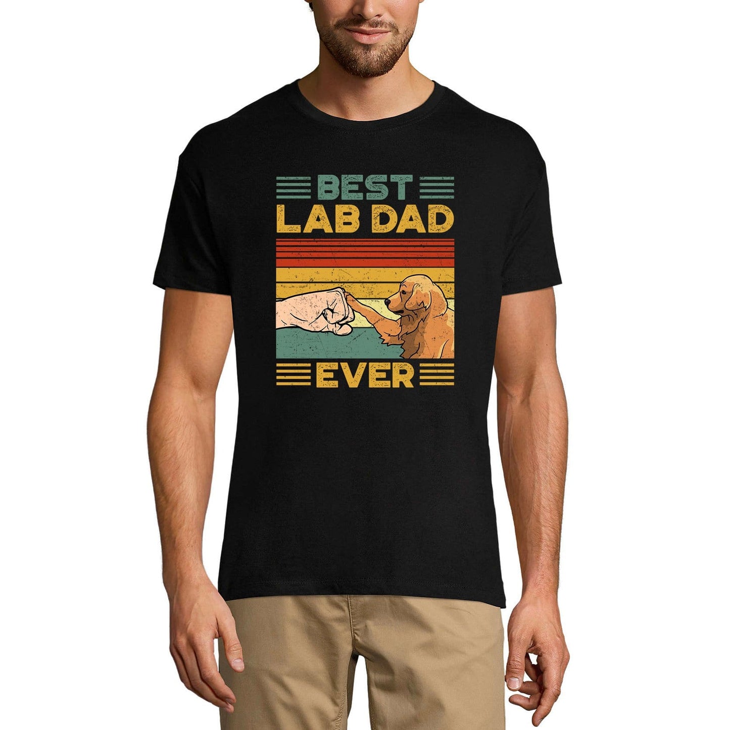 ULTRABASIC Men's Graphic T-Shirt Best Lab Dad Ever - Labrador Fist Bump - Vintage Shirt