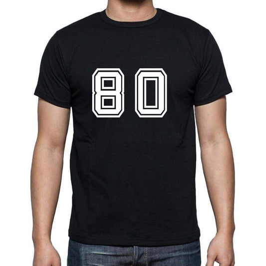80 Numbers Black Mens Short Sleeve Round Neck T-Shirt 00116 - Casual