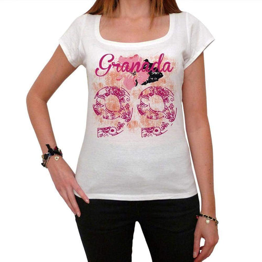 99 Granada City With Number Womens Short Sleeve Round White T-Shirt 00008 - Casual